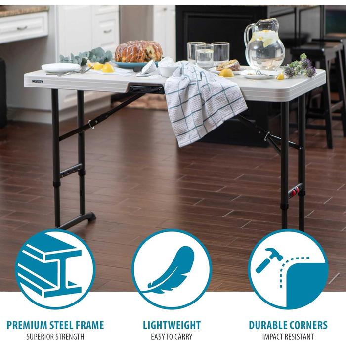 Складаний стіл Lifetime 80387, 1,22 м, регульований, мигдалеподібний