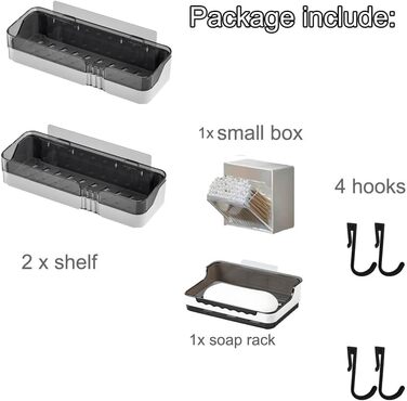 Полиця для ванної кімнати DEPAOTLUX 2 шт. , полиці для ванної кімнати без свердління, клейка полиця для душу, настінні душові коши