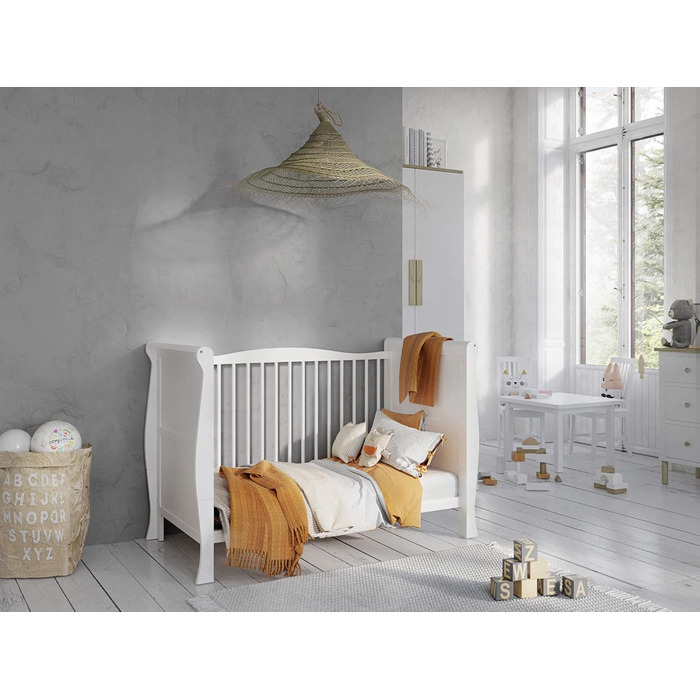 Дитяче ліжечко/спальне місце Love For Sleep 120x60 см із захисним бар&39єром, трансформоване, дитяче ліжко White Leo, дерев&39яне дитяче ліжко - Дитяче ліжко, дитяче ліжко, росте разом з вашою дитиною, ліжечко