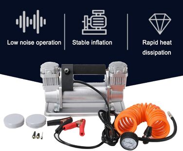Мобільний компресор Atsoya 12 вольт з аксесуарами Сумка для накачування шин Спіральний шланг Високопродуктивний повітряний компресор Повітряний насос для накачування шин для позашляховика автомобільної вантажівки