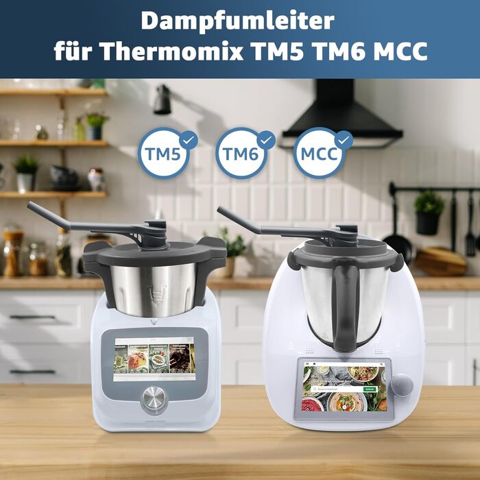 Паровий дивертор для Thermomix TM6 MCC, для аксесуарів Thermomix Силіконовий конденсатовідвідник, захист навісних шаф Сумісний з Monsieur Cuisine Smart Extra Long Відведення пари зі щіткою Версія Extra Long (труби 15 см 10 см)