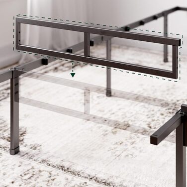 Ліжко Zinus Justin 90x200 см - Висота 36 см з місцем для зберігання під ліжком - Металевий каркас ліжка-платформа - Чорний 90x200 см Сучасний чорний