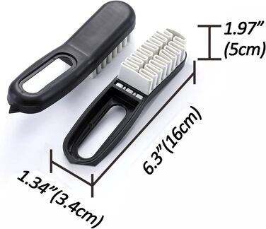 Багатофункціональна щітка для чищення взуття, м'яка гумова щетина, знімні компоненти, ідеально підходить для замші, шкіри, полотна, оксамиту, щітки для чищення взуття, чорний