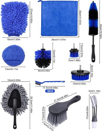 Набір щіток для чищення автомобіля FAOKZE 20 шт. зі щітками для деталей Щітки для дриля Щітка для шин Щітка для обода Рукавиця для миття автомобільних коліс Мийка двигуна Легкосплавний обід Інтер'єр автомобіля Екстер'єр