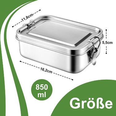 Ланчбокс Homikit з роздільниками, 850 мл, нержавіюча сталь. Бенто-бокс для дітей та дорослих, контейнер для обіду на пікнік, в школу та на роботу. Герметичний, з ущільнювальним кільцем та знімною перегородкою.