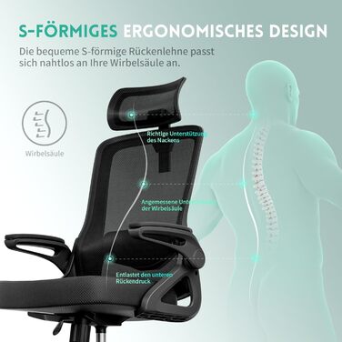 Ергономічне офісне крісло Storeo Imp, велике, сітка / тканина, чорне