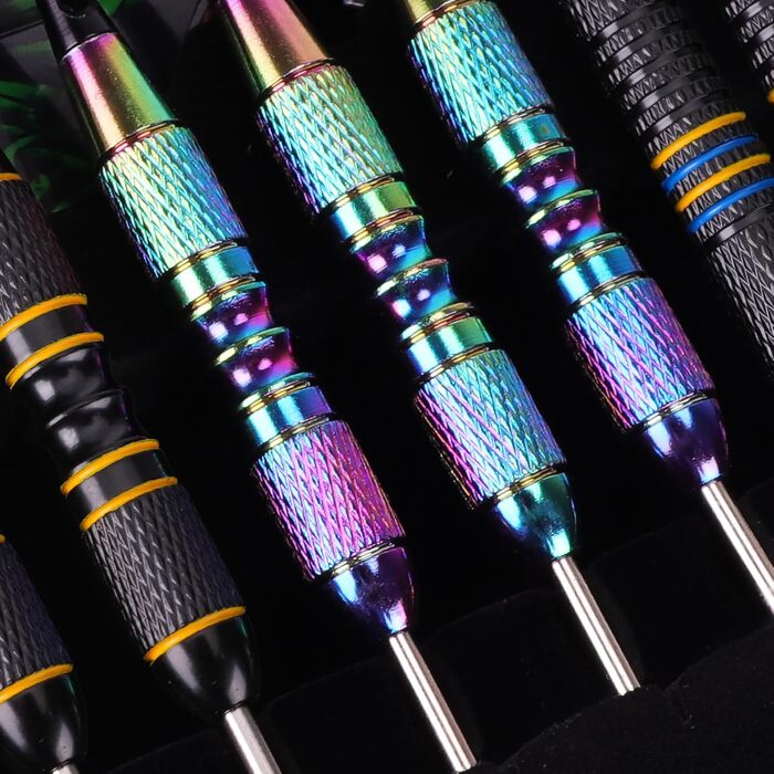 Дартс Turnart з металевим наконечником, 12 професійних сталевих дротиків з футляром, нова версія, фіолетовий колір