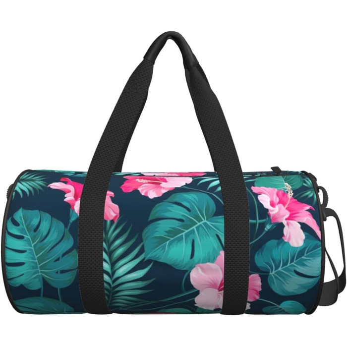Гавайська дорожня сумка з рожевою квіткою, кругла форма, великий об'єм, легка та міцна, ідеальний подарунок для піших прогулянок, відпустки, ділових поїздок та іншого, Гавайська рожева квітка, універсальний розмір