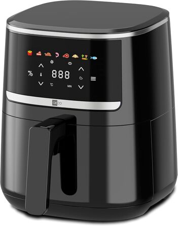 Літра, фритюрниця з цифровим сенсорним дисплеєм, 1500 Вт, регулювання 80-200, 8 програм, включаючи брошуру з рецептами 4,3 літра Компактний (компактний), 4,3