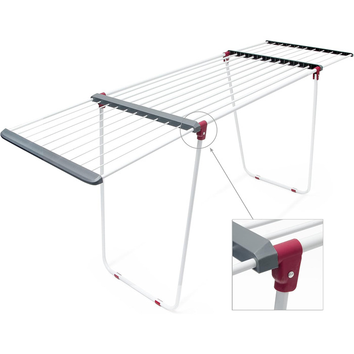 Сушарка для білизни Relaxdays, висувна, залізна, довжина сушіння 18 м, сушарка для білизни, ВхШхГ прибл. 91 x 199 x 63 см, біла