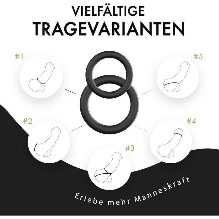 Набір кілець для пеніса Liebesfreunde Deluxe - 6 еластичних кілець для міцної ерекції, кільця для пеніса та яєчок для чоловіків - ідеальна посадка, секс-іграшка для пар, чорний