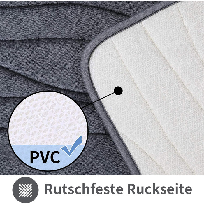 Килимок для ванни Homaxy з піни з ефектом пам&39яті, комплект із 2 предметів, нековзний та абсорбуючий килимок для ванни, можна прати в пральній машині (40 x 60 см 50 x 76 см, темно-сірий) 40 x 60 см 50 x 76 см (прямокутний) темно-сірий