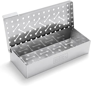 Коптильня Weber Rucherbox (24 x 12 x 5 см) з нержавіючої сталі з вентиляційними отворами для газових грилів, срібляста (7576)