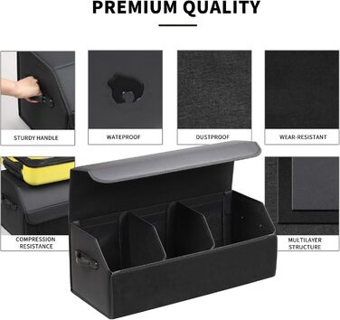 Органайзер для багажника зі шкіри, міцний, складаний, з регульованими відділеннями, надзвичайно великий об'єм (довжина 74.9 см x ширина 31 см x висота 29.2 см), 151