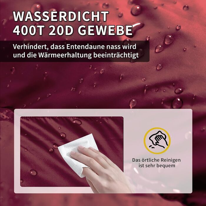 Пуховий спальний мішок для дорослих, для холодної погоди, невеликий розмір у упаковці, зручний для перенесення, наповнювач 680. Рюкзачний спальний мішок для кемпінгу, походів, альпінізму, червоний -13C