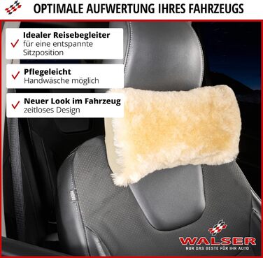 Підтримка шиї Walser з овечої шкіри Mila, подушка для шиї в автомобіль виготовлена зі 100 овечої шкіри, подушка для шиї в автомобіль, дорожня подушка для шиї, дорожня подушка, подушка для подорожей у літаку, подушка для літака, чорна підтримка шиї