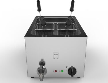 Професійна електрична паста-плита METRO, нержавіюча сталь, 25 л, 3200 Вт, 3 кошики, срібло