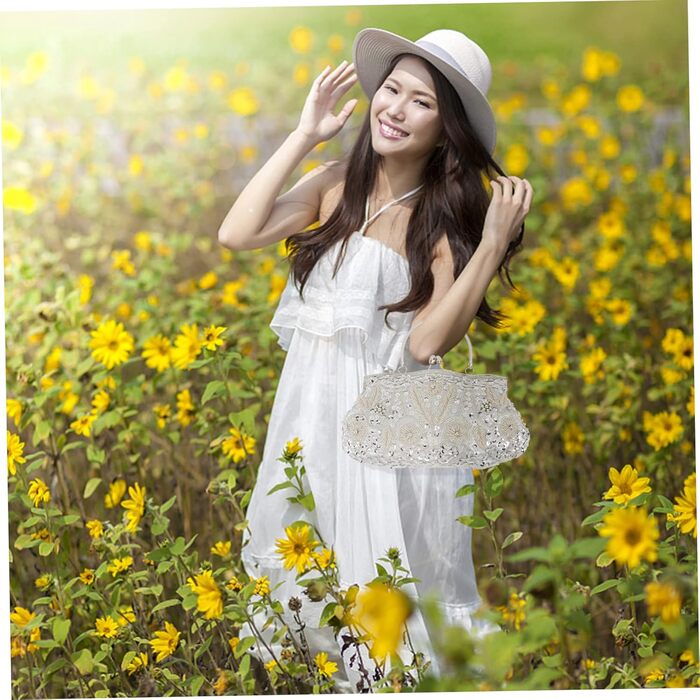 Вечірня сумочка-клатч з перлами, ручної роботи, багатоколірна, срібляста