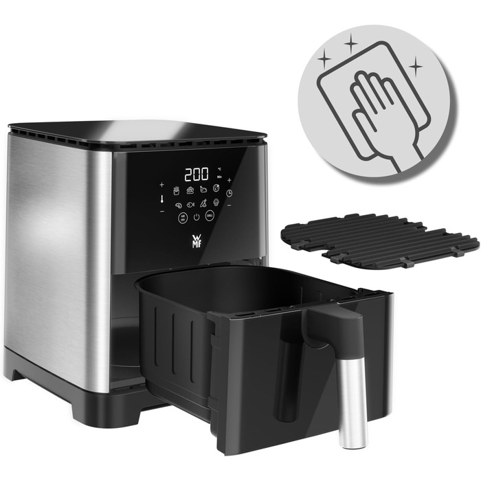 Мультикнопкова фритюрниця WMF, фритюрниця, 1550 Вт, 0,8 кг для 4-6 осіб, здорове смаження, зневоднення, гриль, фритюрниця з 8 програмами, фритюрниця 4,2 л, чорна