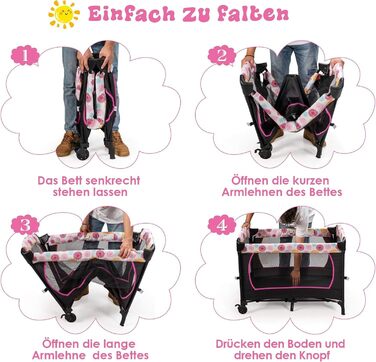 Складане дорожнє ліжечко FANTASK 4-в-1 до 15 кг, мобільна колиска, приліжкове ліжечко, пеленальний столик та манеж, дитяче ліжечко з регульованою висотою на 2 рівнях з сумкою для перенесення, матрацом та музичним мобільним пристроєм