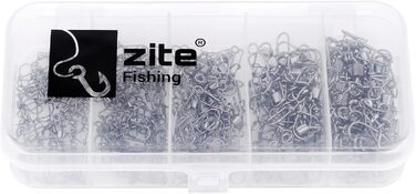 Набір безпечних вертлюгів для риболовлі Zite Fishing 150 PCS - Carabiner Fishing Swivel Assortment 5 Sizes Box Stopper Line