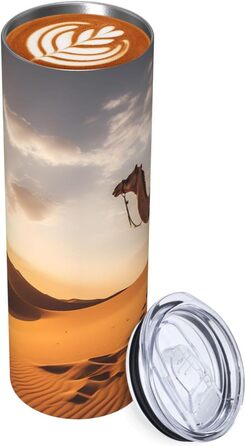 Кухоль з прямою трубочкою, 590 мл, одинокий верблюд, з принтом, дорожній кухоль, підходить для кемпінгу, офісу та дому