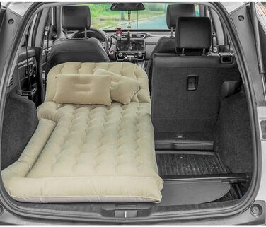 Надувний матрац для позашляховиків, спальне ліжко, подорожі, кемпінг, надувне ліжко, матрац на задньому сидінні автомобіля з комплектом повітряного насоса, надувний матрац вагою 650 фунтів з 2 подушками для кемпінгу, подорожей, бежевого кольору