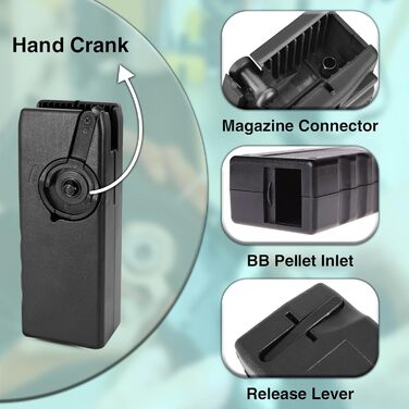 Швидкісний зарядний пристрій ARSUK для BB-кульок – тактичний для страйкболу, пейнтболу, Airsoft, 155 набоїв, чорний