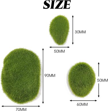 Камені зі штучного моху TIHOOD, 3 розміри. Декоративні кульки із зеленого моху. Камені із зеленого моху. Камені зі штучного моху для квіткових композицій, казкових садів і ремесел, 30 шт.