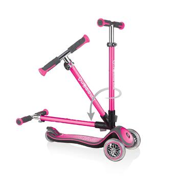 Дитячий самокат GLOBBER Elite Roller Deluxe Lights (3 роки) 3 колеса, ABEC 5, регульована висота, світлодіодні колеса, рожевий