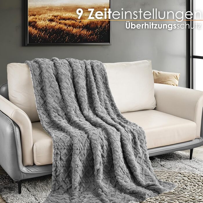 Електрична ковдра з автоматичним вимкненням, м&39яка електрична ковдра 180x130 см, м&39яка ковдра для ліжка або дивана, термоковдра, електрична ковдра з підігрівом, ковдра з підігрівом для ліжка, 9 налаштувань температури, можна прати до 40C