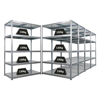 Набір економ-класу з 5 предметів Металеві стелажі Steel Eagle 180x120x60 см Навантаження на полицю 130 кг Оцинковані надміцні стелажі, кухонні стелажі, стелажі для підвалу, стелажі без болтів, гаражні стелажі, стелажі для зберігання 5 шт. ВxШxГ 180x120x60