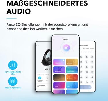 Бездротові накладні Bluetooth-навушники Anker Q20i з гібридним активним шумозаглушенням, 40 годин відтворення в режимі ANC, Hi-Res