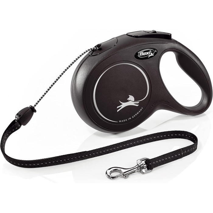 flexi® Classic M Rope 8 м чорний, висувний повідець для собак до 20 кг