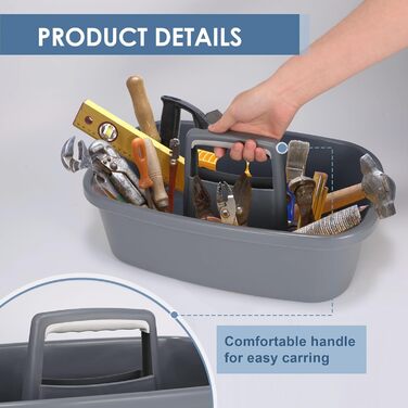 Абелювані органайзери для мийних засобів - кошик для зберігання, багатоцільовий пластиковий кошик з ручкою, кошик для садових інструментів, кошик для прибирання, органайзер для ванної кімнати, коробка для зберігання, сірий, 2 шт.