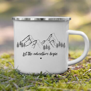 Емальована кружка &quotМаленька Матильда&quot з персоналізованою цитатою або приказкою, емальована кружка, подарунки для каравану для кемперів, емальована кружка, бляшана кружка для кемпінгу, аксесуари для каравану, прикраса для гір (Нехай пригоди.)