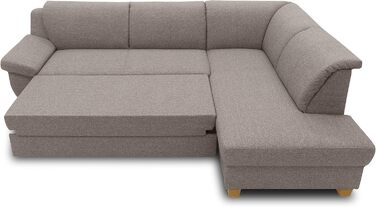 Колекція Панама кутовий диван, класичний L-подібний кутовий диван праворуч, кутовий диван, диван-ліжко, кутовий диван з функцією сну 254 x 186 x 80 см (Ш x Г x В), сіро-коричневий, правий шезлонг з функцією сну, сіро-коричневий