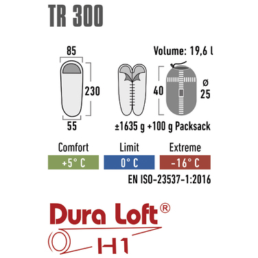 Спальний мішок High Peak TR 300/0°C Dark Red/Grey Left (23066)