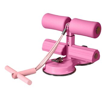 Помічник для присідань з еспандером, портативний тренажер для присідань, тренування м&39язів живота, тримач для ніг з двома присосками, домашнє фітнес-обладнання, рожевий