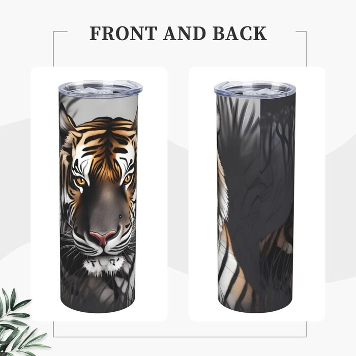 Кружка з прямою трубочкою, дизайн Тигр у спокої, з принтом, підходить для кемпінгу, офісу та дому, 590 мл