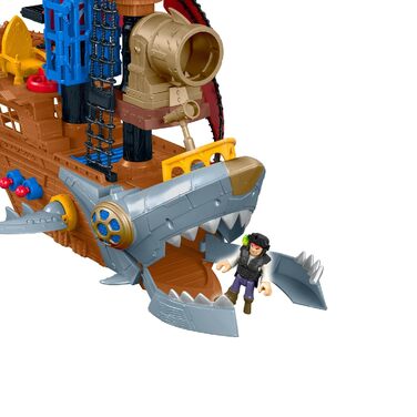 Піратський корабель Fisher-Price IMAGINEXT Haimaul - рухомі плавники, силова панель для відкриття таємного скарбу, гармати, зона д