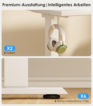 Подібний стіл OffiGo з регульованою висотою, 160 x 120 см, стіл з електричним регулюванням висоти, кутовий стіл, ергономічний стіл для роботи сидячи та стоячи, комп&39ютерний стіл, білий, 160 x 120 см