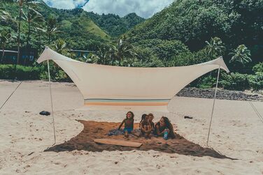 Пляжний намет Neso з піщаним якорем, портативний сонцезахисний навіс, 2,1 x 2,1 м, запатентовані посилені кути (кольори веселки)