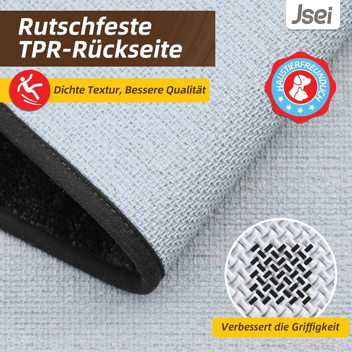 Килимок для внутрішніх приміщень JSEI 50x80 см, нековзний килимок для дверей, який можна прати в пральній машині, водонепроникний килимок для дверей, нековзний килимок для собак, що вловлює бруд, вхід, передні двері та коридор, темно-сірий 50 x 80 см