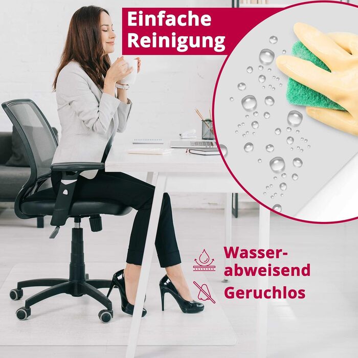 Захисний килимок для підлоги без запаху, килимок для офісного крісла зі скошеним V-подібним краєм, прямокутний, 100 x 140 см, злегка матовий, прозорий, протиковзкий килимок для крісла, можна прати, килимок для підлоги 140 x 100 см (прямокутний)