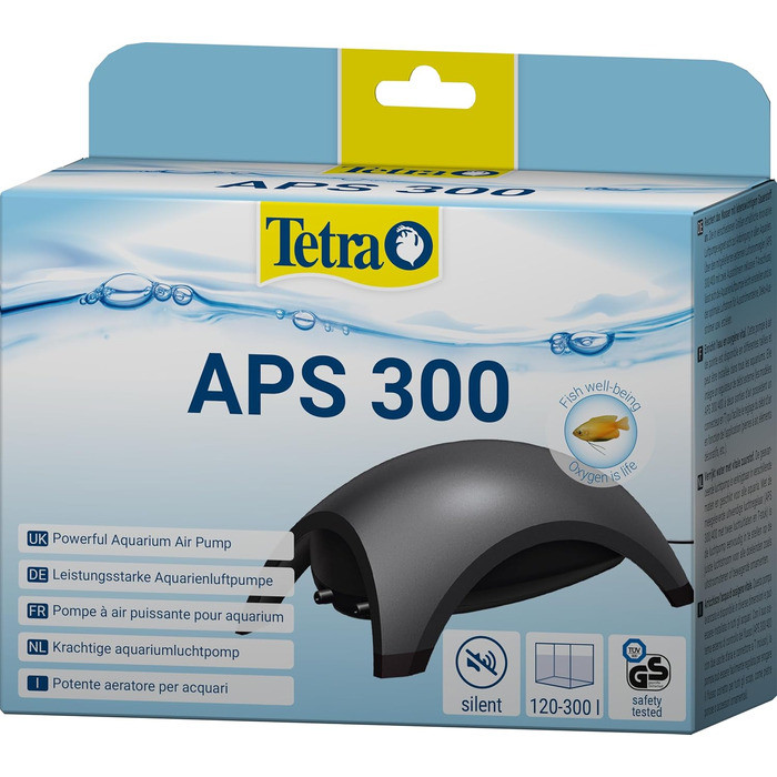 Повітряний насос для акваріума Tetra APS 300 - тихий діафрагмовий насос для акваріумів від 120 до 300 літрів, чорний