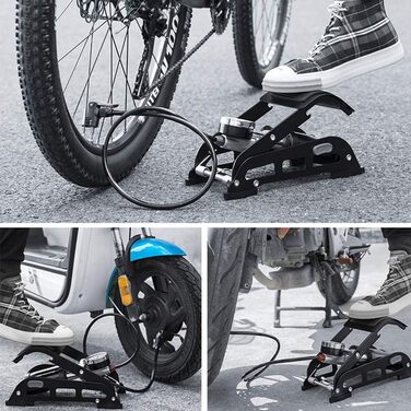 Велосипедний насос, подвійний циліндр, ножний насос з точним манометром для велосипеда, м&39яча, повітряної кульки, ножний насос, чорний