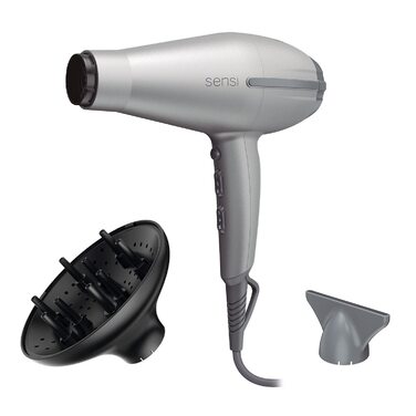 Професійний фен Gama Italy Tempo 5D Sensi, 2200 Вт, інноваційна технологія 5D Ultra Ozone Ion Protect для максимального догляду та захисту волосся, 530 г, сріблястий/чорний