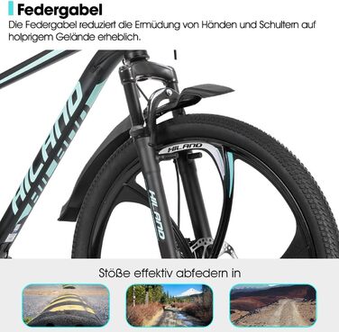 Гірський велосипед для дорослих HILAND 26 дюймів, колеса 3/6 спиць, 18 швидкостей, чоловічий та жіночий гірський велосипед з подвійними дисковими гальмами, велосипед з алюмінієвою рамою 26 дюймів для гірських велосипедів, синій - 6 спиць