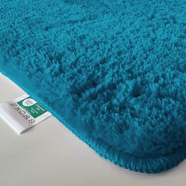 Килимок для ванни casa pura Sky Soft - Пухнастий, нековзний та м&39який килимок для ванни Килимок для ванни та душу для ванни, душу та туалету Можна прати в пральній машині та швидко сохне 80x150 см - Бірюзовий 80 x 150 см (Прямокутний) Бірюзовий